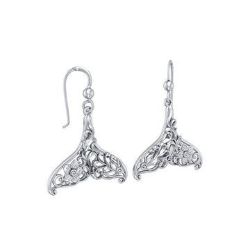 To live in solitude ~ Sterling Silver Whale Tail Filigree Hook Earrings Jewelry TER1712 - Jewelry
